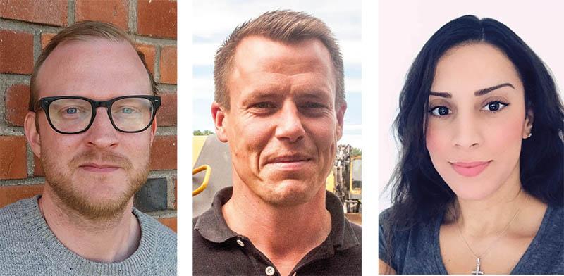 Från vänster: Viktor Bergman, utbildningsledare vid Folkuniversitet Stiftelsen Kursverksamheten vid Uppsala universitet, Martin Karlsson, platschef vid Waanggren AB och lärare på VA-projektörkursen i Västerås, samt eleven Jennifer Demir.