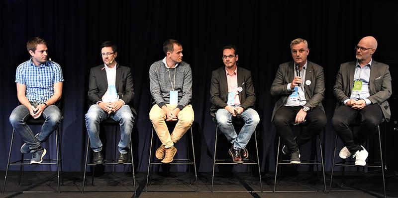 Om kvalitetssäkring via tredjepart diskuterade en panel som bestod av Olle Persson och Erik Marklund från RISE, Fredrik Johansson Kretslopp och vatten Göteborg, Tomas Helenius Värmdö kommun, Stefan Indahl Aarsleff samt Jan Lindström Inpipe. Foto Odd Borgestrand