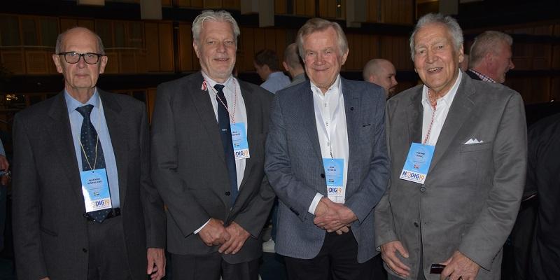 Fire sentrale gründere for gravefrie metoder i Skandinavia. Fra venstre Ingemar Björklund, Åke Johnsson, Per Hådell  og Sverre Haug. Foto: Odd Borgestrand