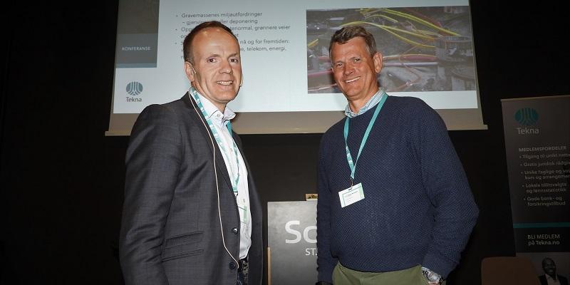 Prosjektleder Sjur Tveite ved Nasjonalt senter for vanninfrastruktur (t.v) og medlem i styringsgruppa for senteret og leder for Forskning og utvikling i Norconsult, Tom Baade-Mathiesen, mener det nye senteret i seg selv er en innovasjon i vannbransjen.