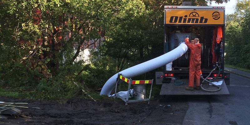 Olimb Rørfornying  er klar for krevende rørfornying og kumrehabilitering langs Prinsdalsbekken i Oslo Øst. Foto: Olimb Rørfornying