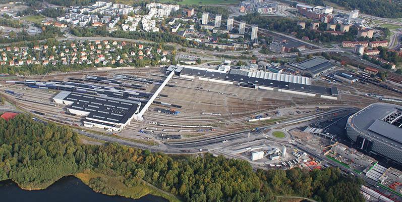 Styrud har utfört ledningsbygge vid Hagalund i Solna som är norra Europas största depå. Foto: Jan Ainali Wikimedia Commons