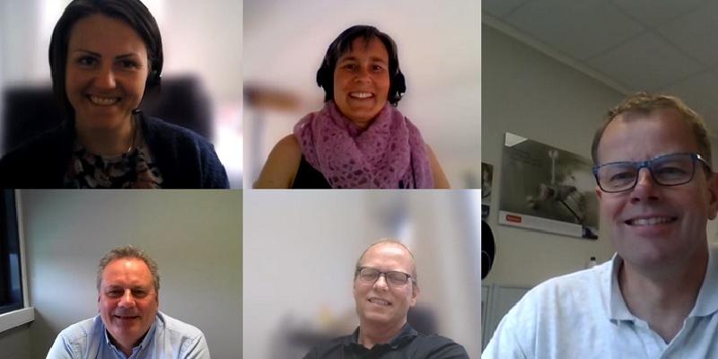 Bildet: Borghild T. Folkedal, Martina Bergh Svedahl, Svein Rune Myhre, Tor Heggernes og Hendrik Panman godt fornøyd med det digitale fagtreffet via Teams.