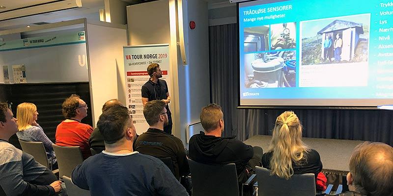 Fra Powels innlegg på fagseminaret i Bodø, VA-tour 2019. (Foto: Arrangøren)