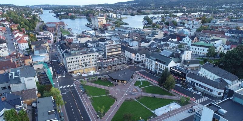 Bildet: Klimahensyn skal være førende for langsiktig byutvikling og Skien kommune skal tilpasse seg et endret klima i sitt klimahandlingsprogram.
