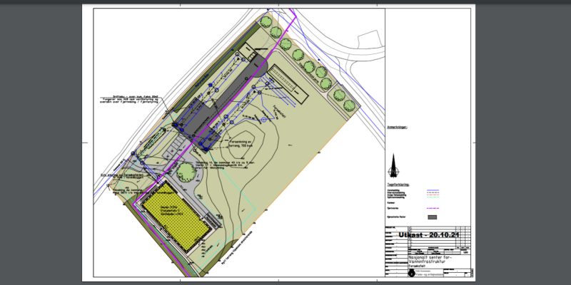 Foreløpig plantegning for arealdisponering for trenings- og testfeltet ved vannsenteret på Ås.