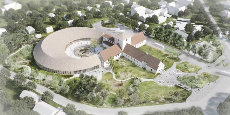Skisse av museet i fugleperspektiv. Foto: AART architects.
