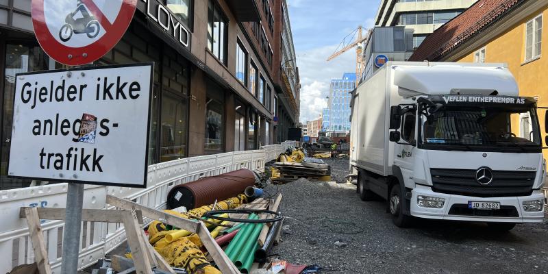 Illustrasjonsbilde fra anleggsarbeid, med avløpsfornying, i Oslo sommeren 2023.