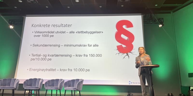Norsk Vanns direktør Ragnhild Aalstad under åpningsforedraget, som satte tonen for første dag på Norsk Vanns årskonferanse 2024.