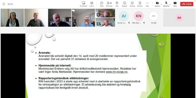 Skjermbilde fra RINs digitale årsmøte 2024.