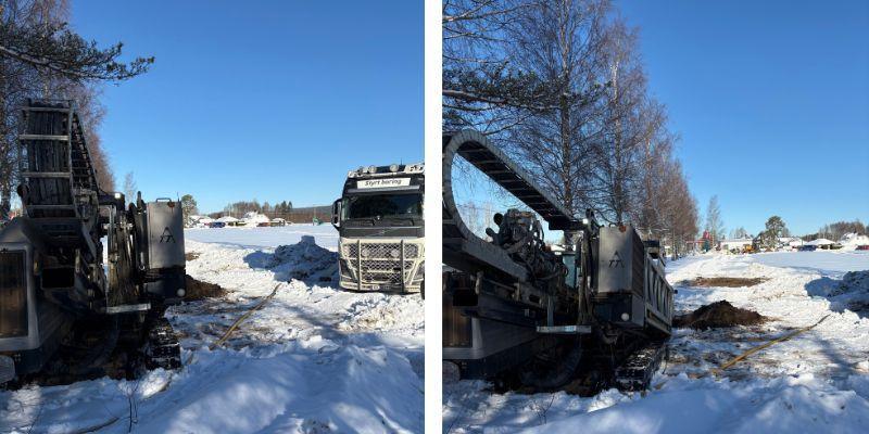 Foto fra prosjekt med styrt boring i landbruksområder. Foto: Nes kommune.
