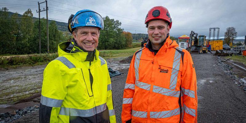 Prosjektsjef Morten Sjøli i Arne Olav Lund AS t.v og kalkulasjons- og prosjektleder Kristian August Olimb. (Foto: Jørn Søderholm, Praktisk Talt AS)
