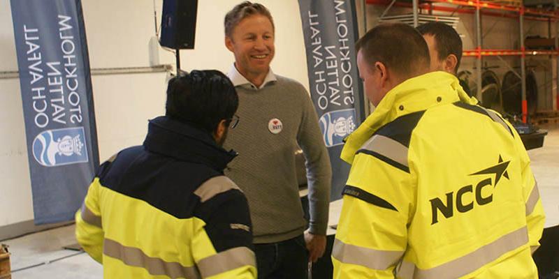 Simon Åkerlund presenterade NCC klimatkalkylator vid VA-mässan i Jönköping nyligen. (Bilden taget vid SVOA-mässan i våras. Foto Jan Bjerkesjö)