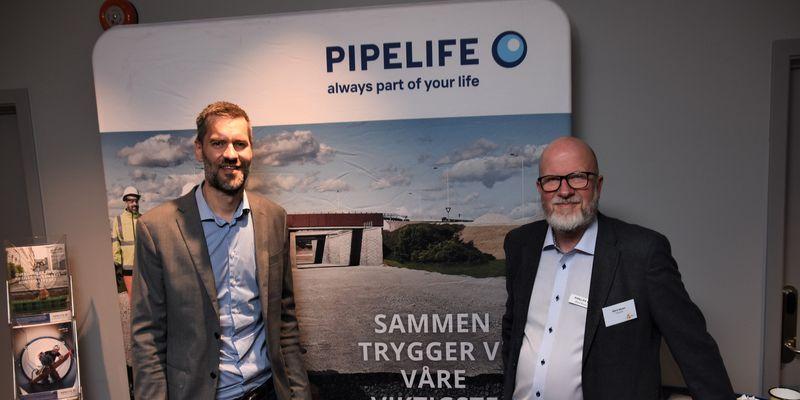 Administrerende direktør Sigmund Aandstad (t.v) og produktsjef Bård Moen i Pipelife Norge vil være motorer i det grønne skiftet i norsk vannbransje.